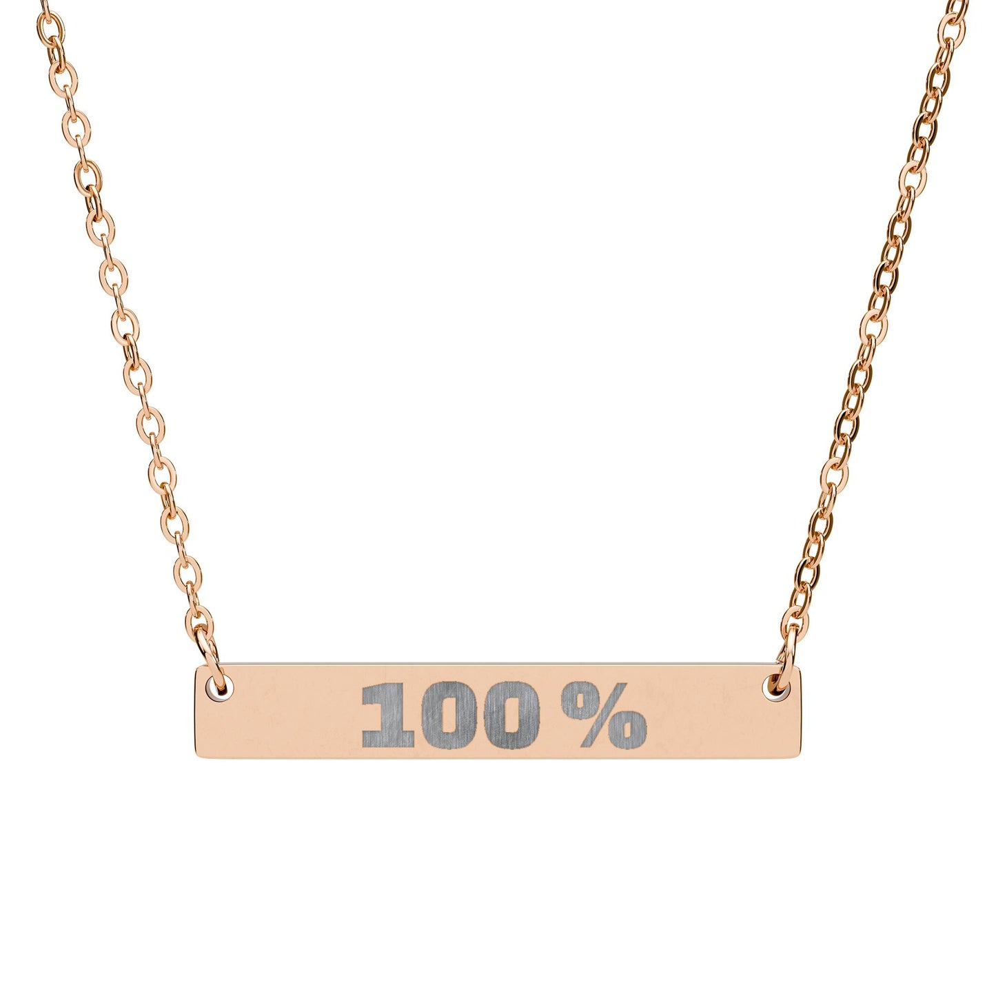 100% Engraved Horizontal Bar Necklace — Personalized Minimalist Pendant
