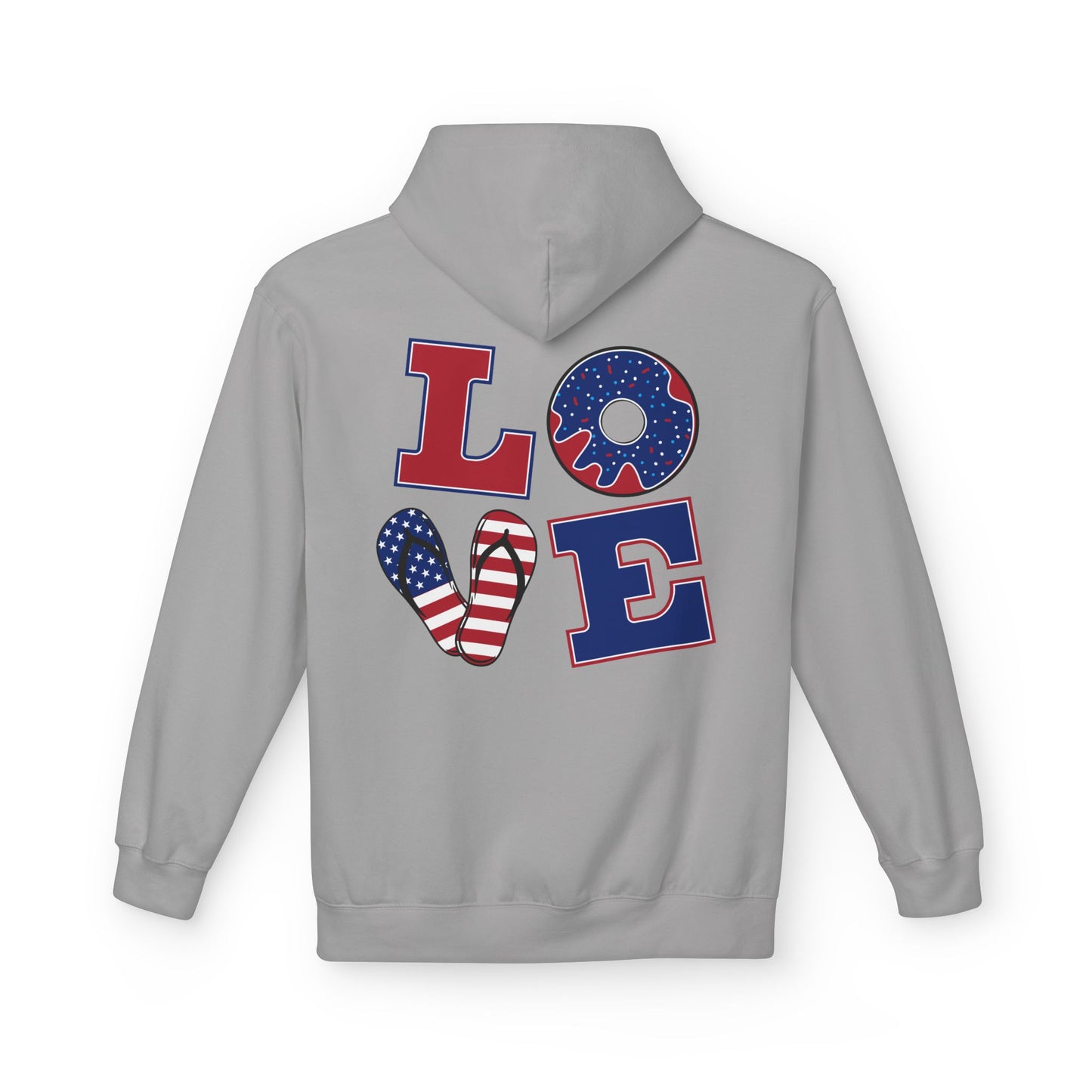 Patriotic 'Merica Peace Sign Hoodie — American Flag LOVE Back Graphic