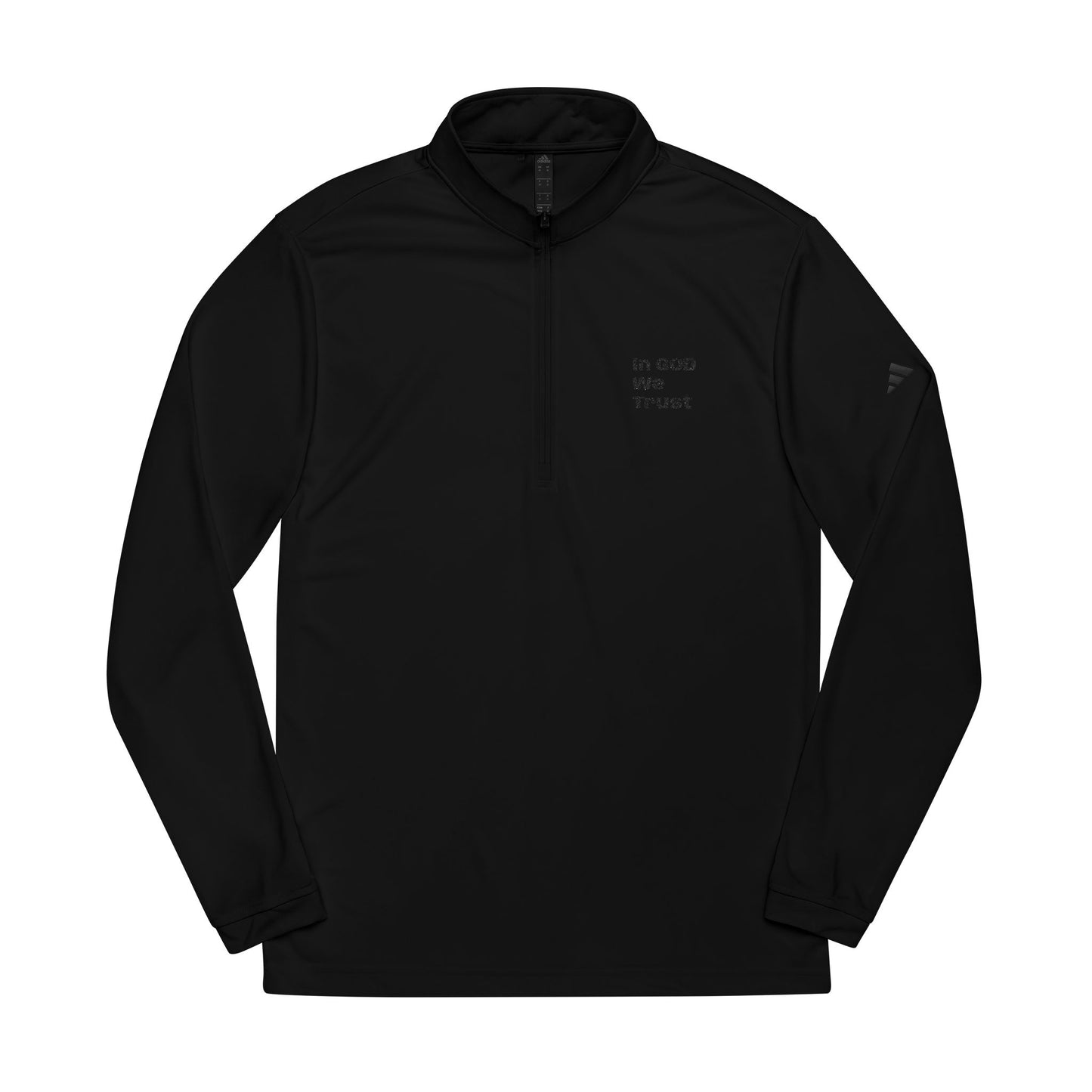 Adidas Embroidered Quarter-Zip Pullover — "In God We Trust" Lightweight Zip-Top