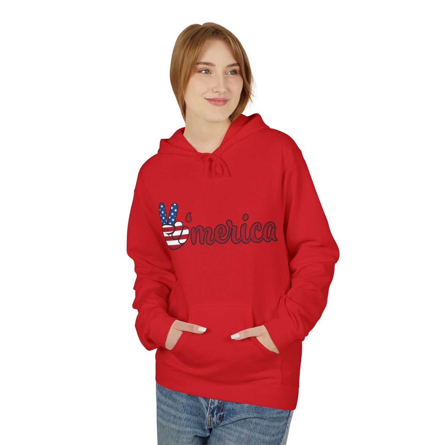 Patriotic 'Merica Peace Sign Hoodie — American Flag LOVE Back Graphic