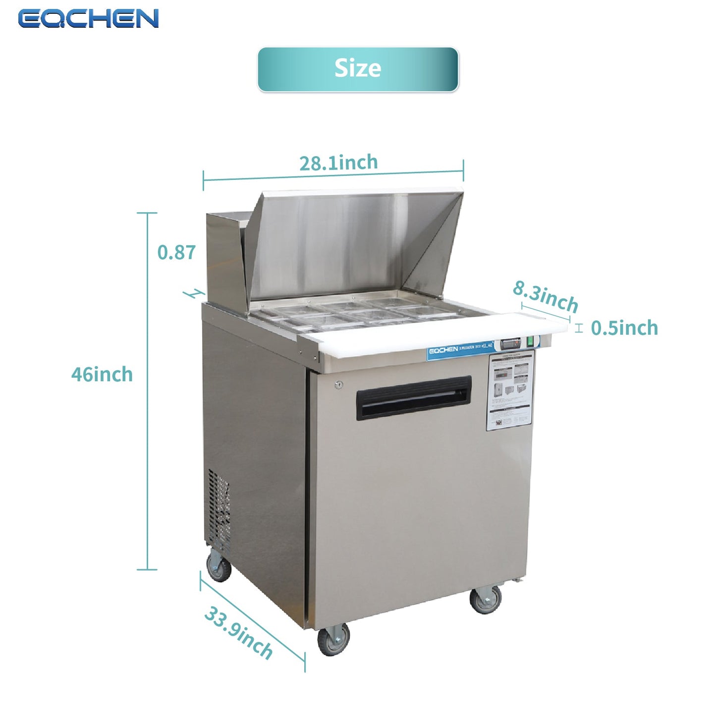 EQCHEN 27 Inch Mega Top Sandwich Prep Table Refrigerator