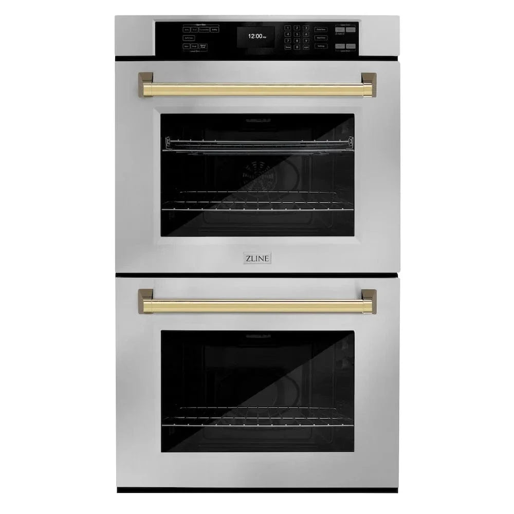 ZLINE 30"Professional True Convection Double Wall Oven, Air Fry, Self Clean, Stainless Steel, Gold WADZ-30-G