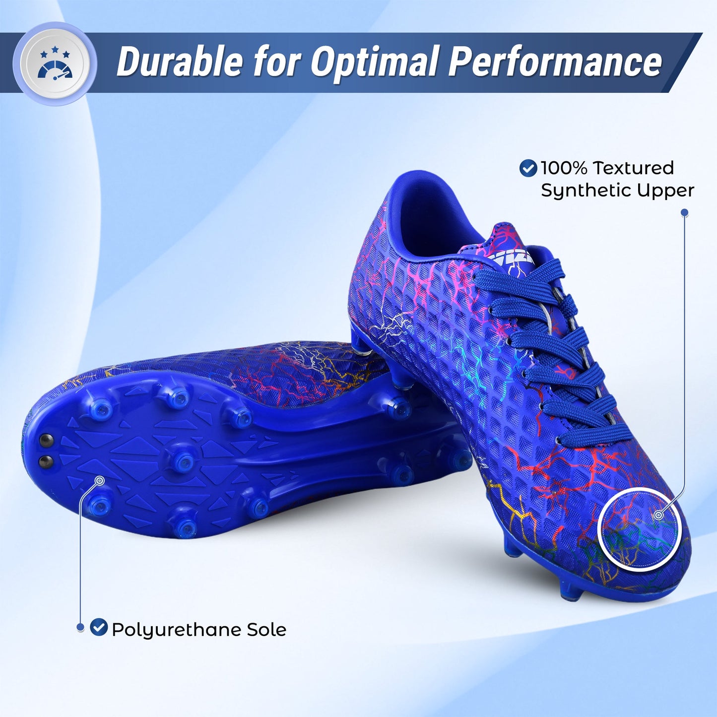 Vizari Zodiac Junior Kids Firm Ground (FG) Soccer Cleats -Blue, Youth Sizes 8C