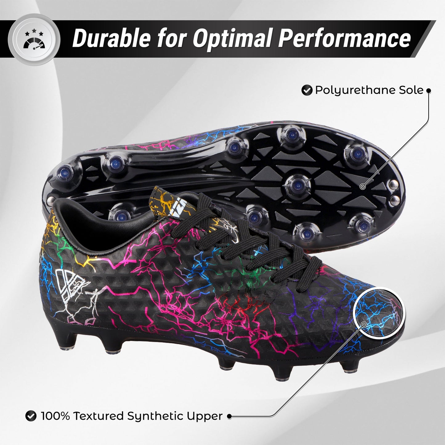 Vizari Zodiac Junior Kids Firm Ground (FG) Soccer Cleats -Black, Youth Sizes 8C