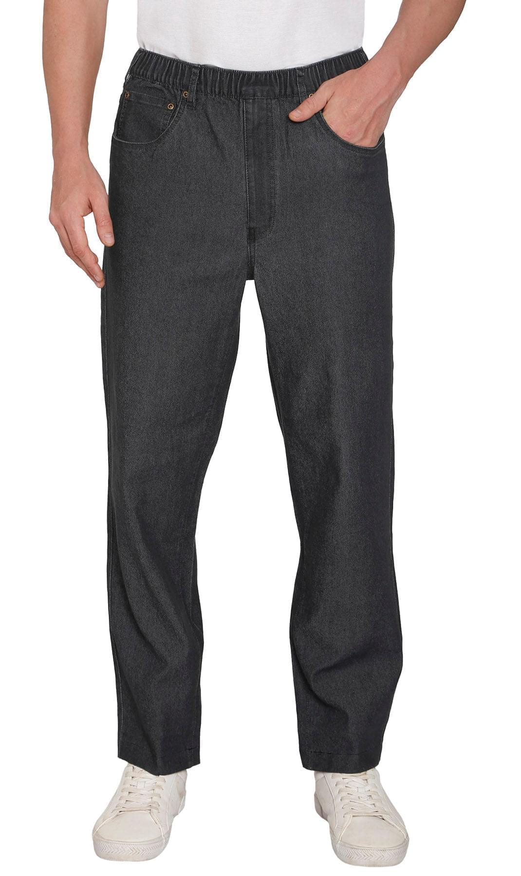 Men’s Lightweight Casual Elastic Waist Pull-On Jeans – Denim & Twill Pants with Easy Fit