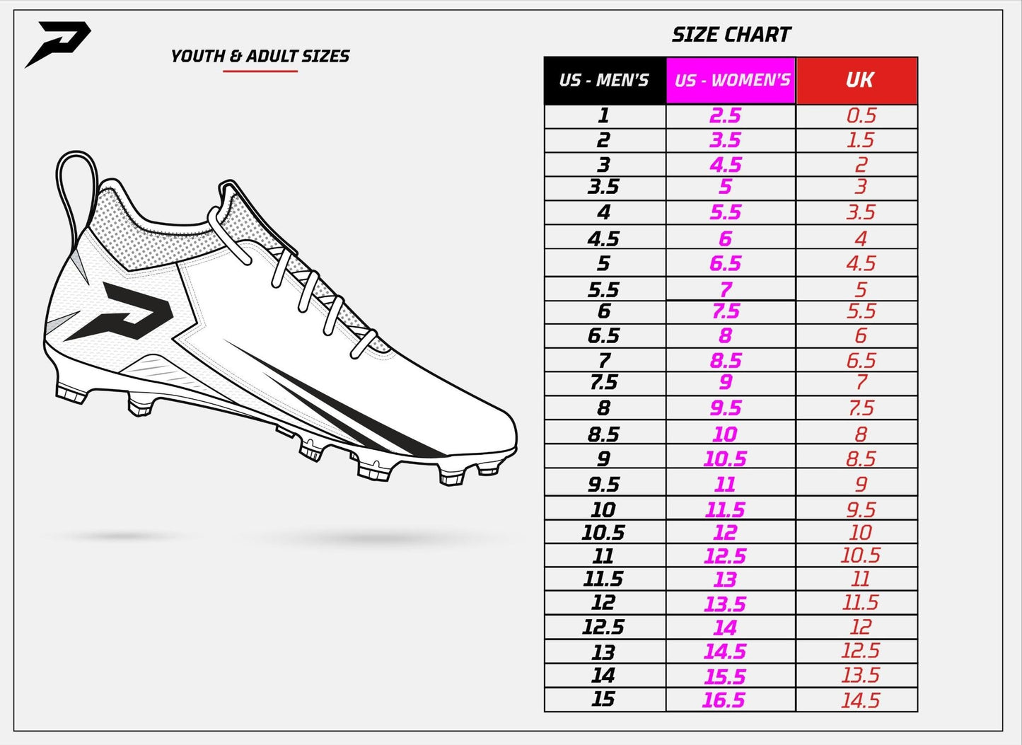 Quantum Speed: Football Cleats - Red - Team Colors