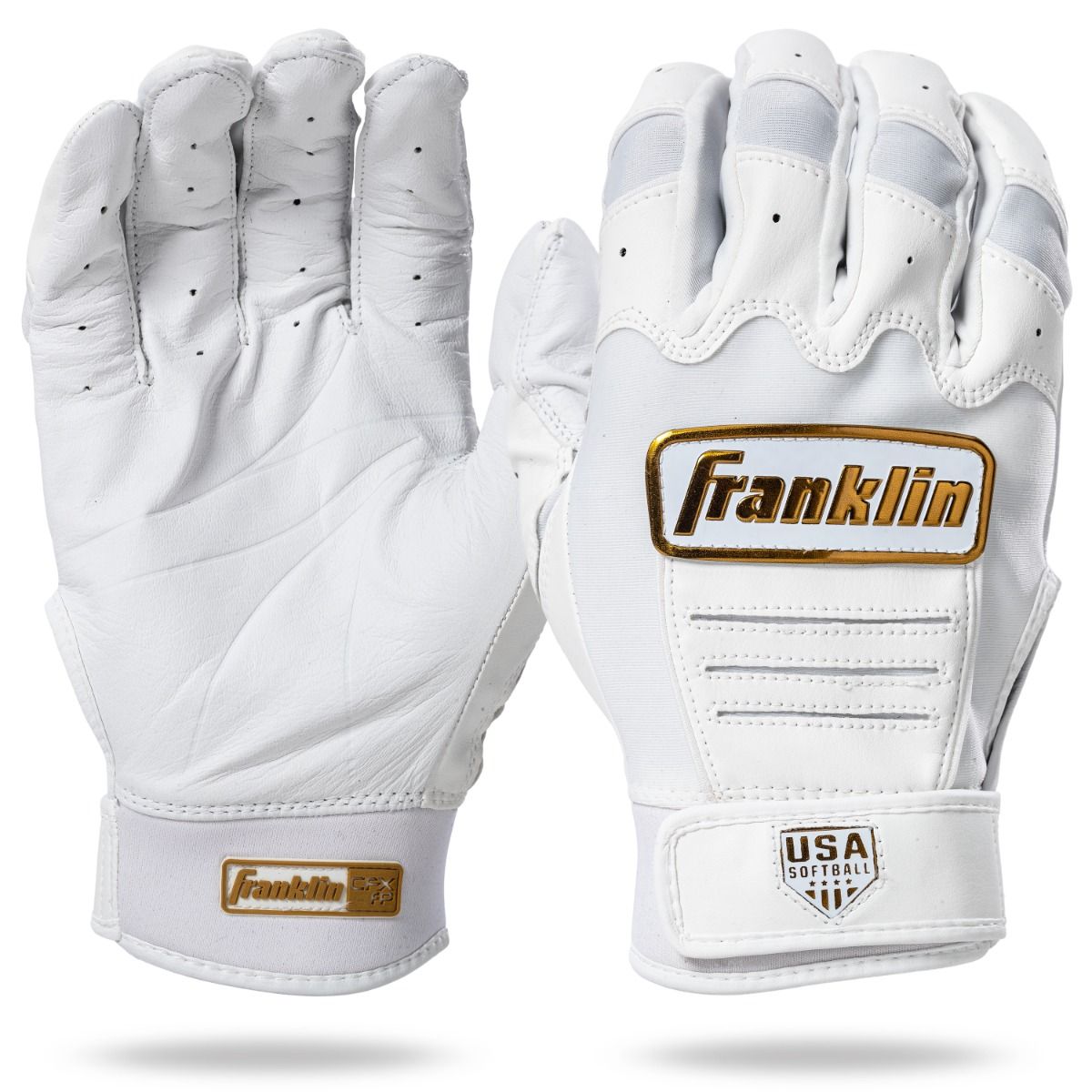 Franklin USA Women Softball CFX FP Batting Glove - White/Gold