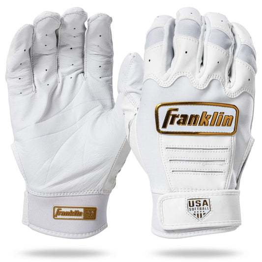 Franklin USA Women Softball CFX FP Batting Glove - White/Gold
