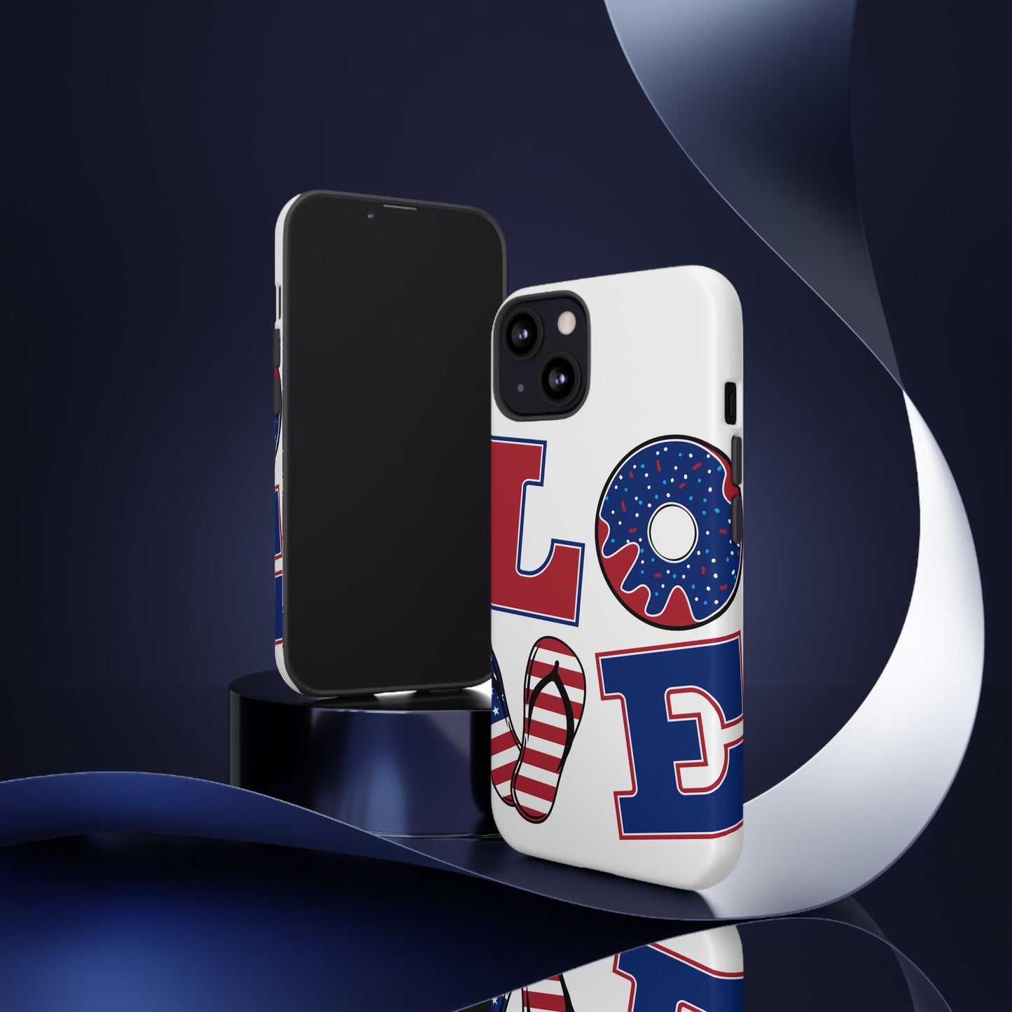 Patriotic "Love" Tough Case – American Flag Flip Flop & Donut Phone Cover