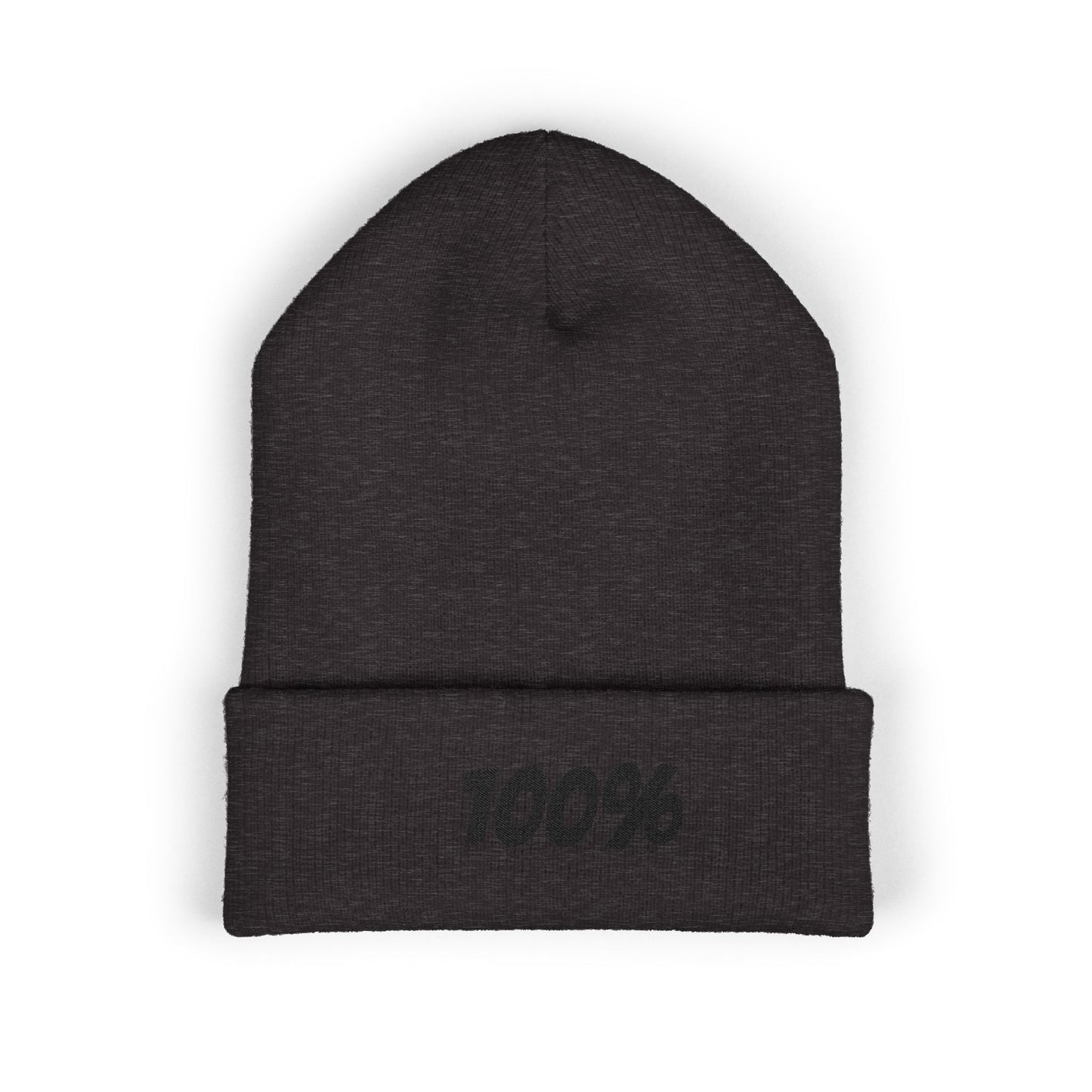 100% Embroidered Cuffed Beanie — Minimal Knit Winter Hat