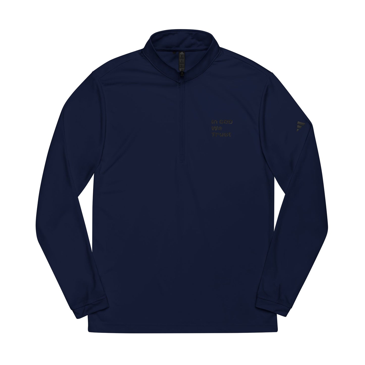 Adidas Embroidered Quarter-Zip Pullover — "In God We Trust" Lightweight Zip-Top