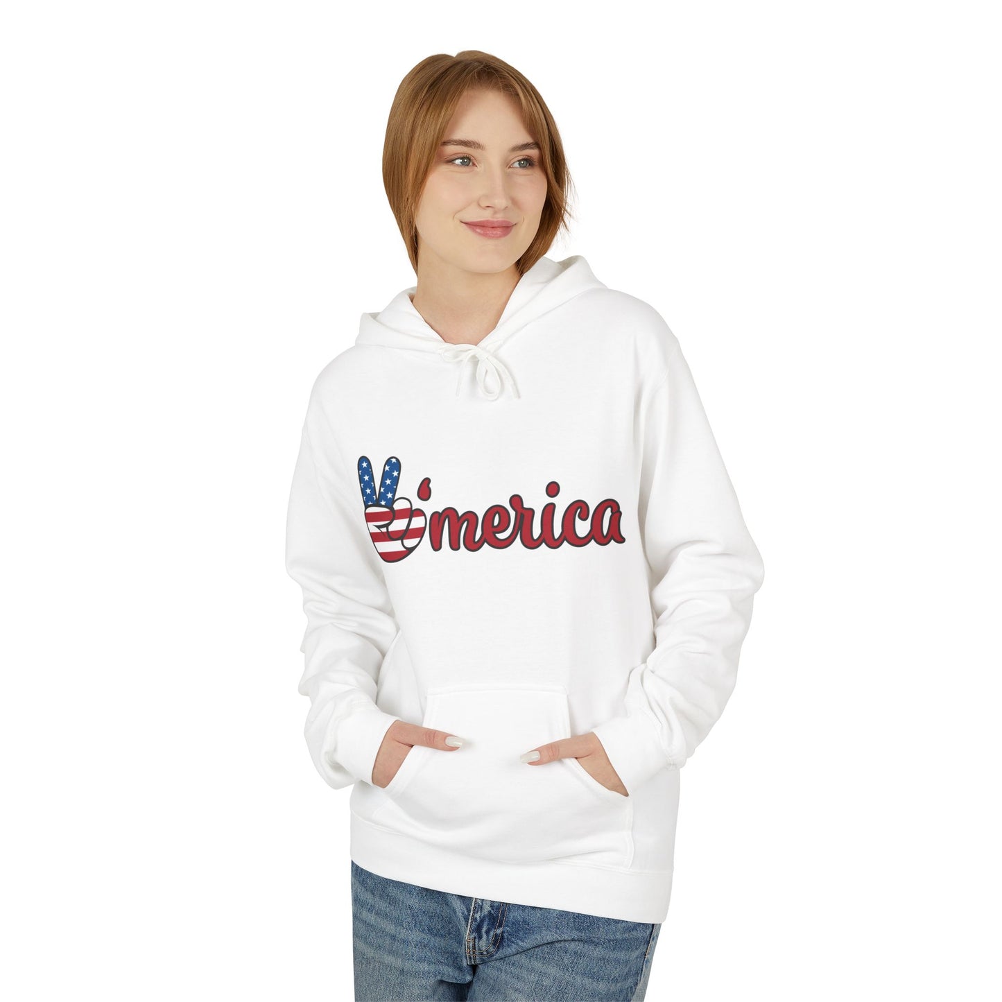 Patriotic 'Merica Peace Sign Hoodie — American Flag LOVE Back Graphic