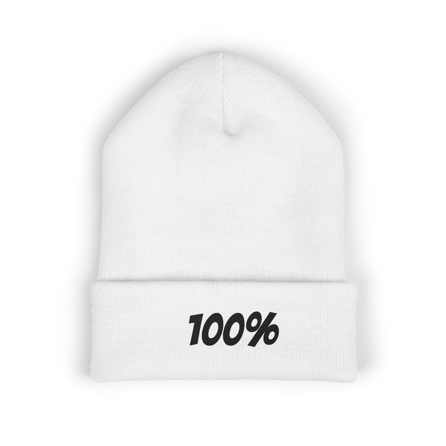 100% Embroidered Cuffed Beanie — Minimal Knit Winter Hat