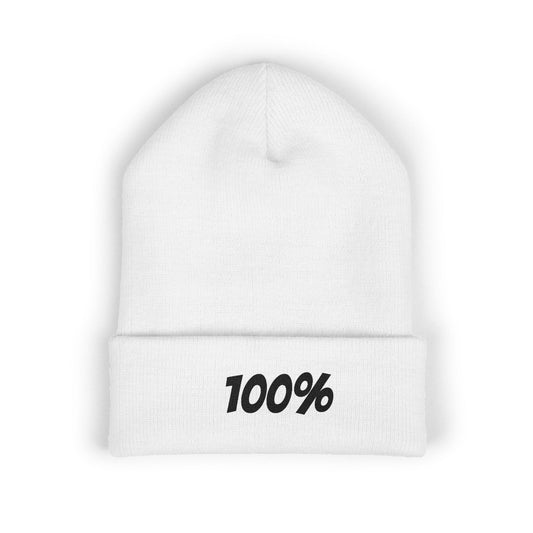 100% Embroidered Cuffed Beanie — Minimal Knit Winter Hat