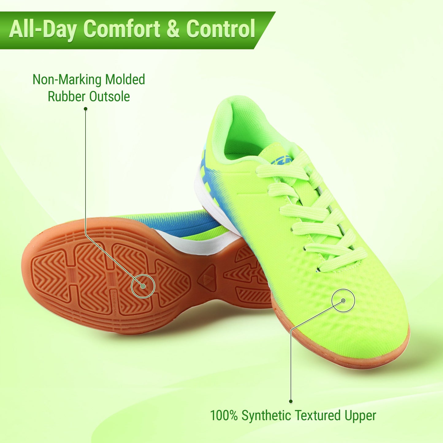 Vizari Santos Junior Indoor Soccer Shoes – Green/Blue