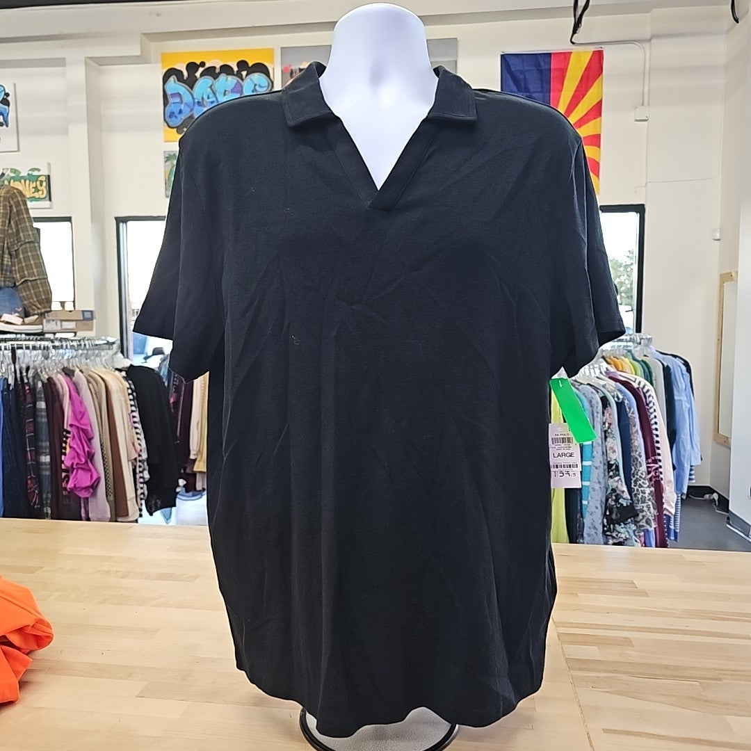 INC Size L MENS Johnny Interlock Polo Shirt - Deep Black