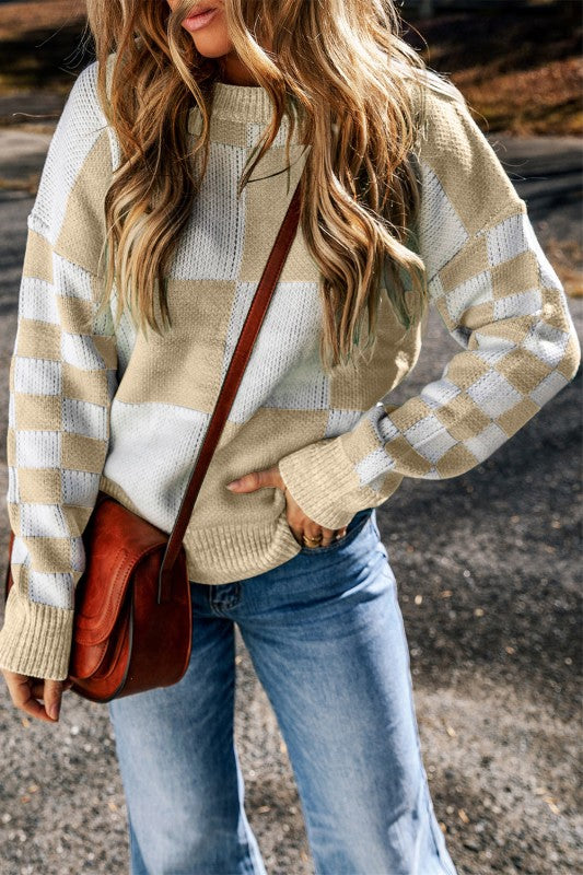 Abigail Print Drop Shoulder Sweater