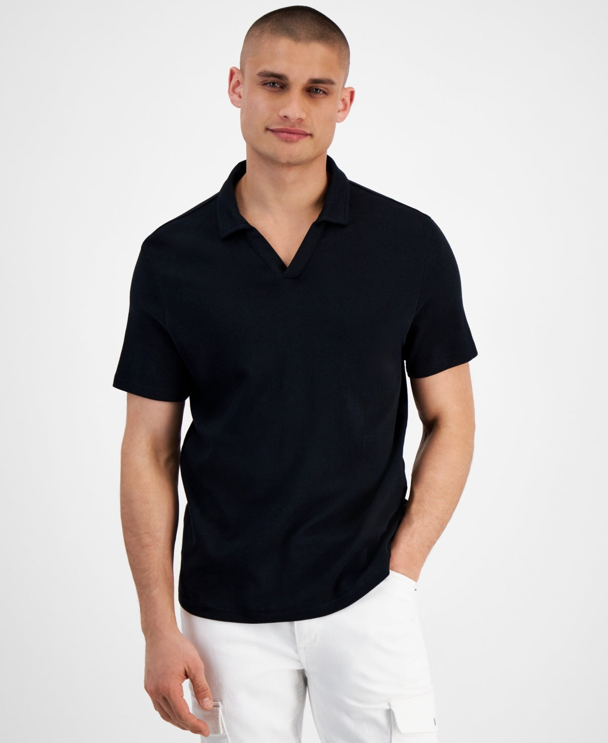 INC Size L MENS Johnny Interlock Polo Shirt - Deep Black