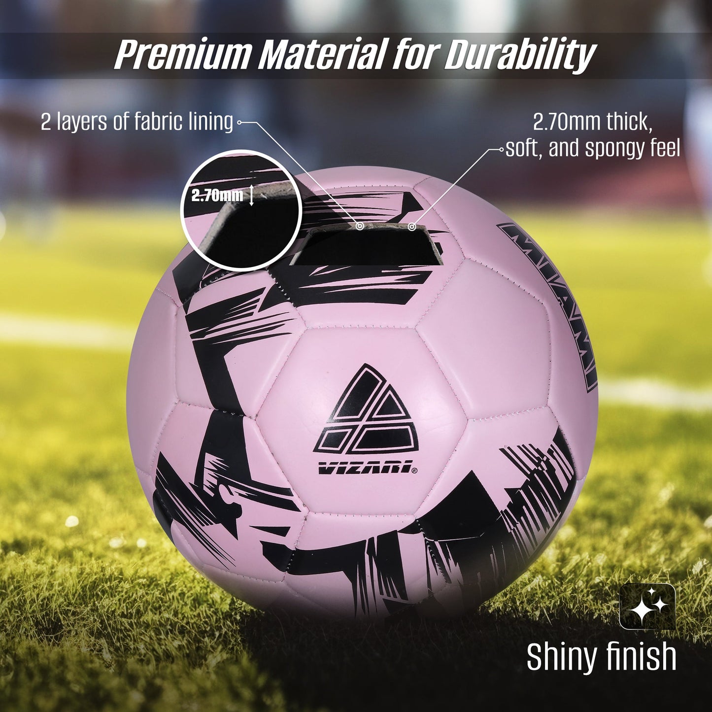 Vizari Club Team 32-Panel Soccer Ball – Miami Pink