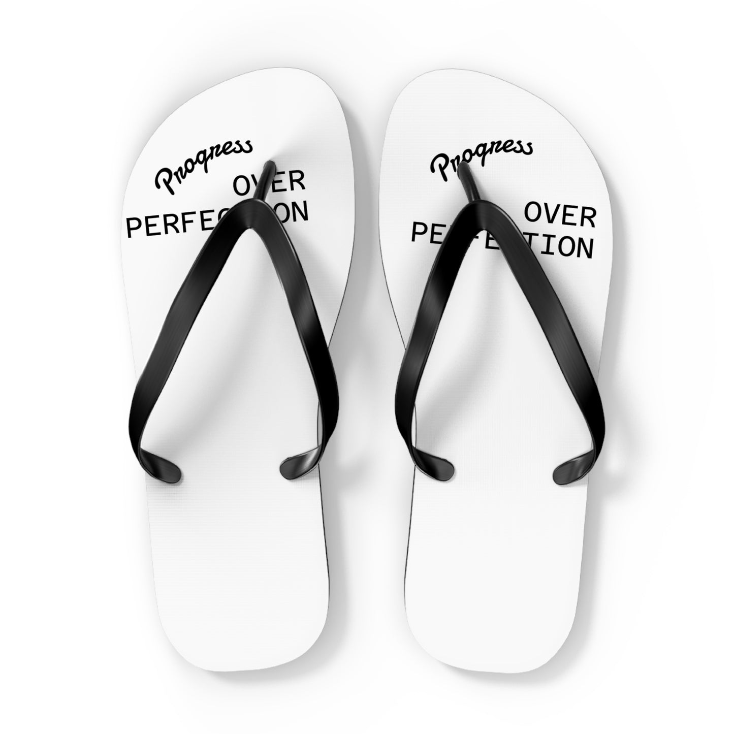 Flip Flops – “Progress Over Perfection” Beach Sandals – Inspirational Summer Footwear