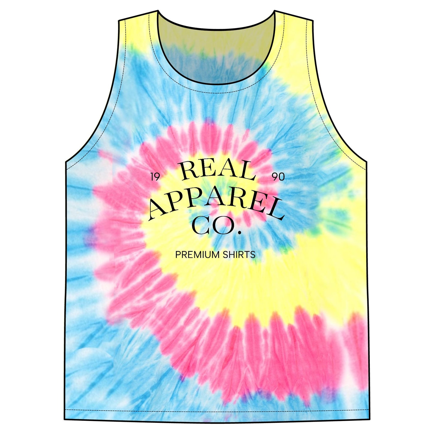 Tie-Dye Tank Top — Patriotic "LOVE" & Retro Logo Beach Vest