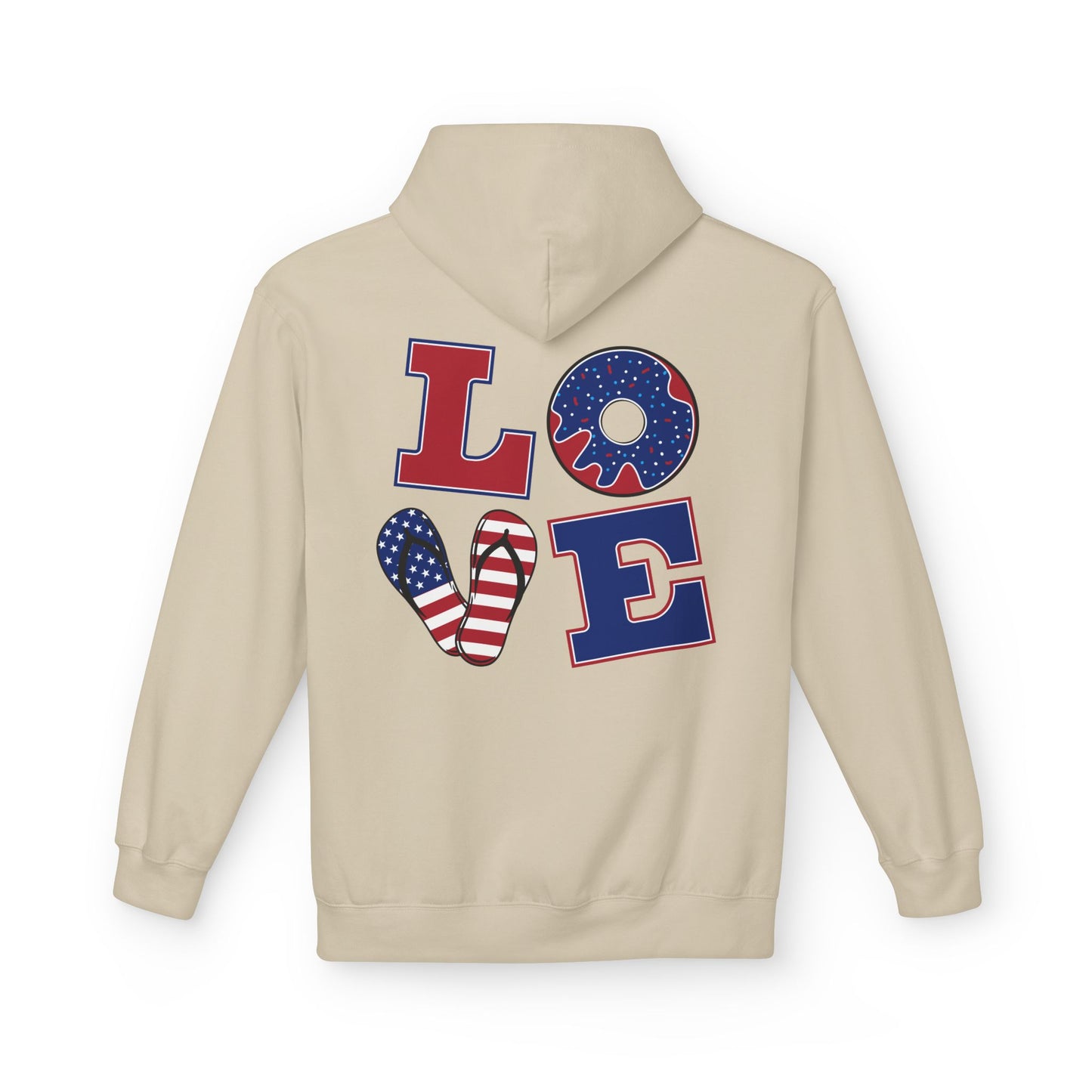 Patriotic 'Merica Peace Sign Hoodie — American Flag LOVE Back Graphic