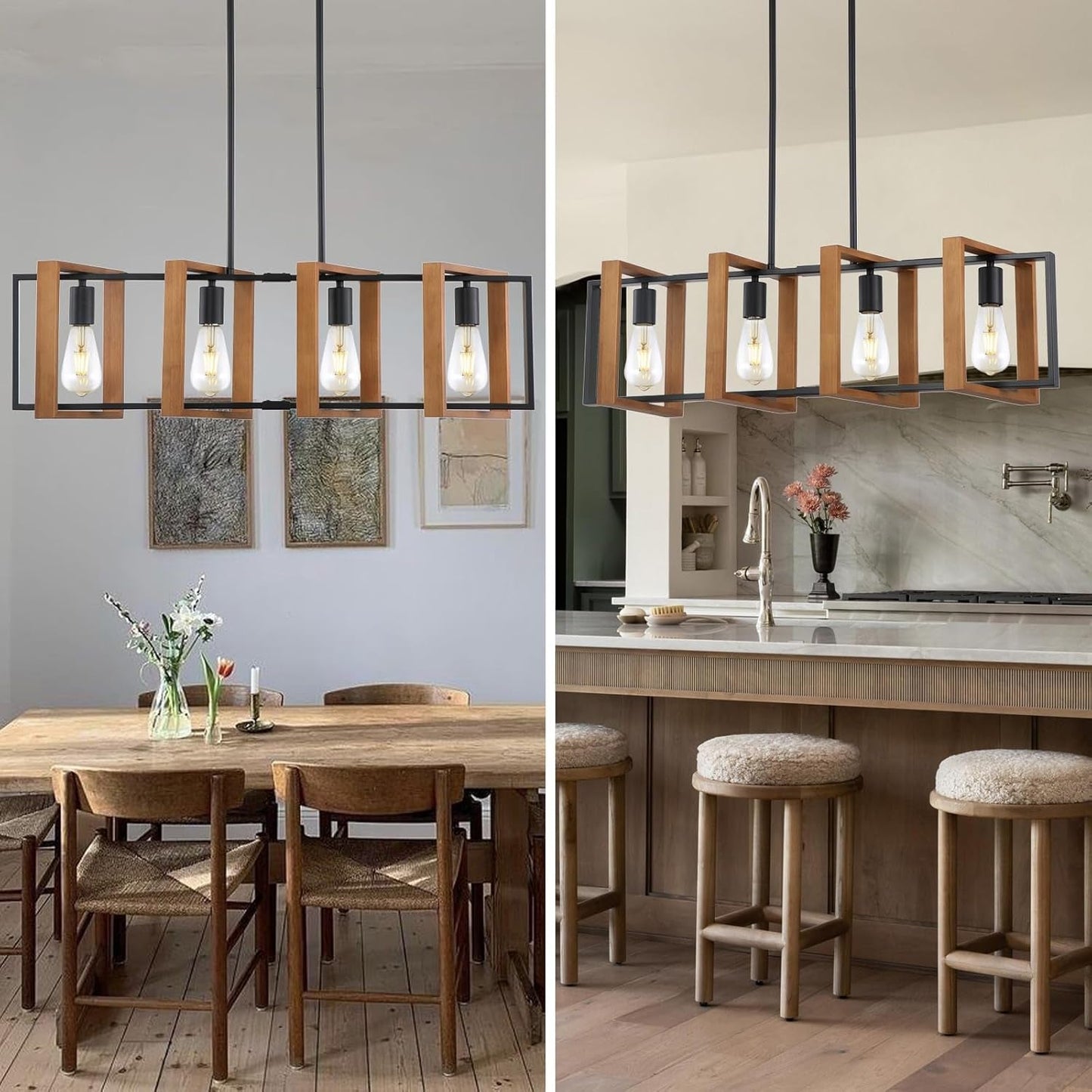 Farmhouse Linear Semi-Caged Chandelier