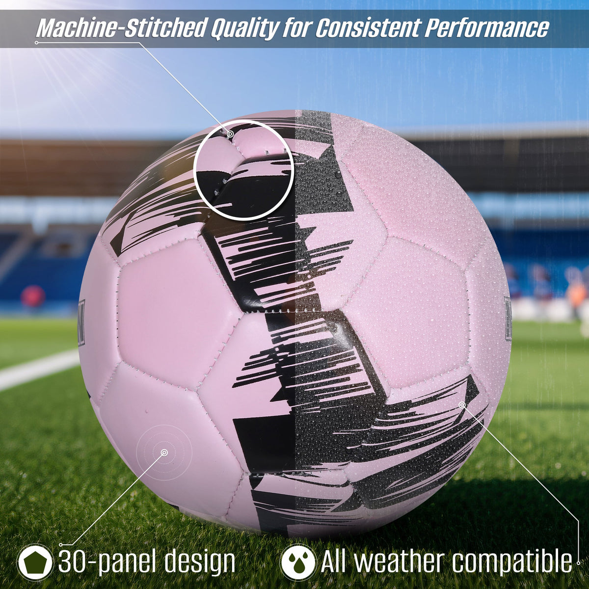 Vizari Club Team 32-Panel Soccer Ball – Miami Pink