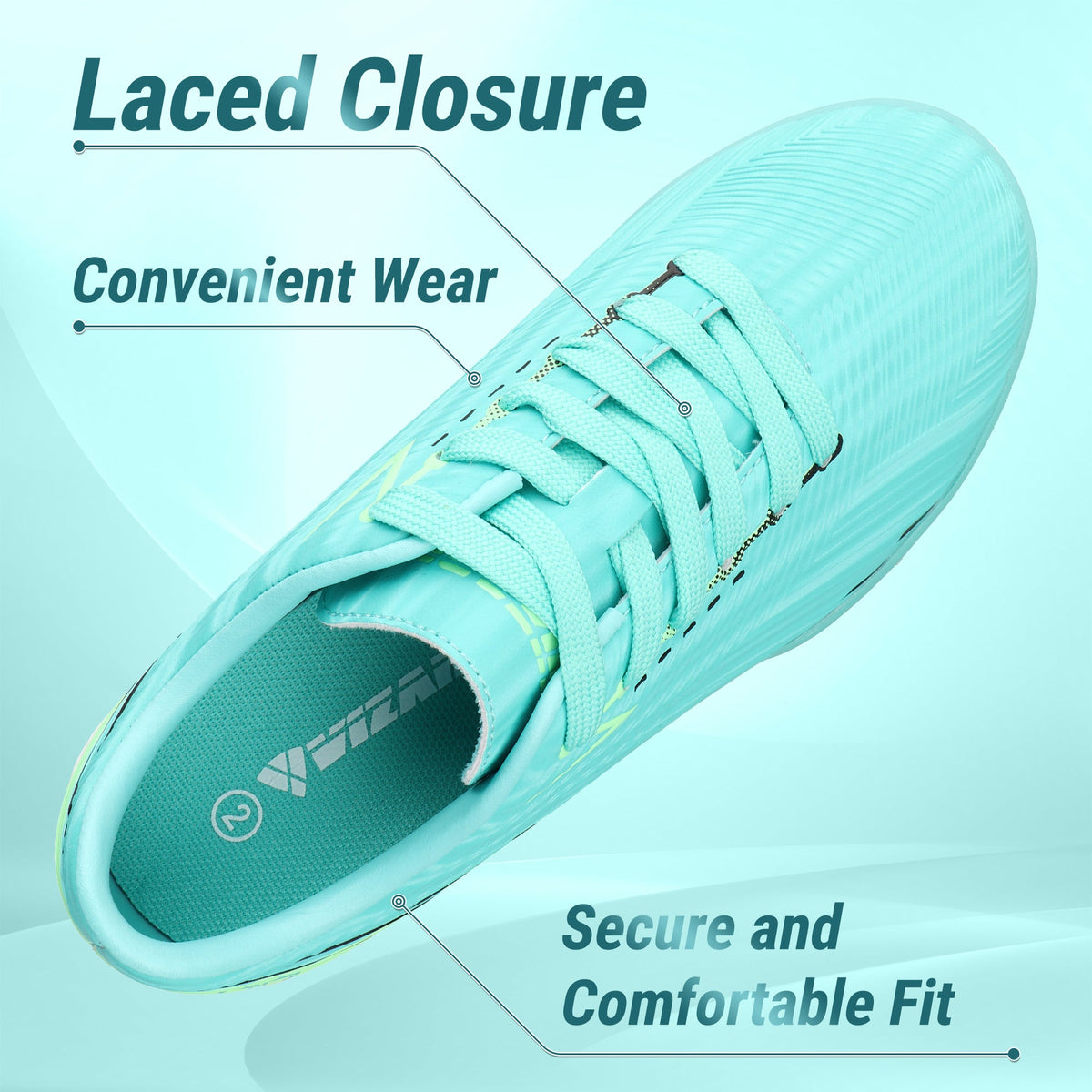 Vizari Tesoro Youth Turf Soccer Shoes – Aqua/Mint