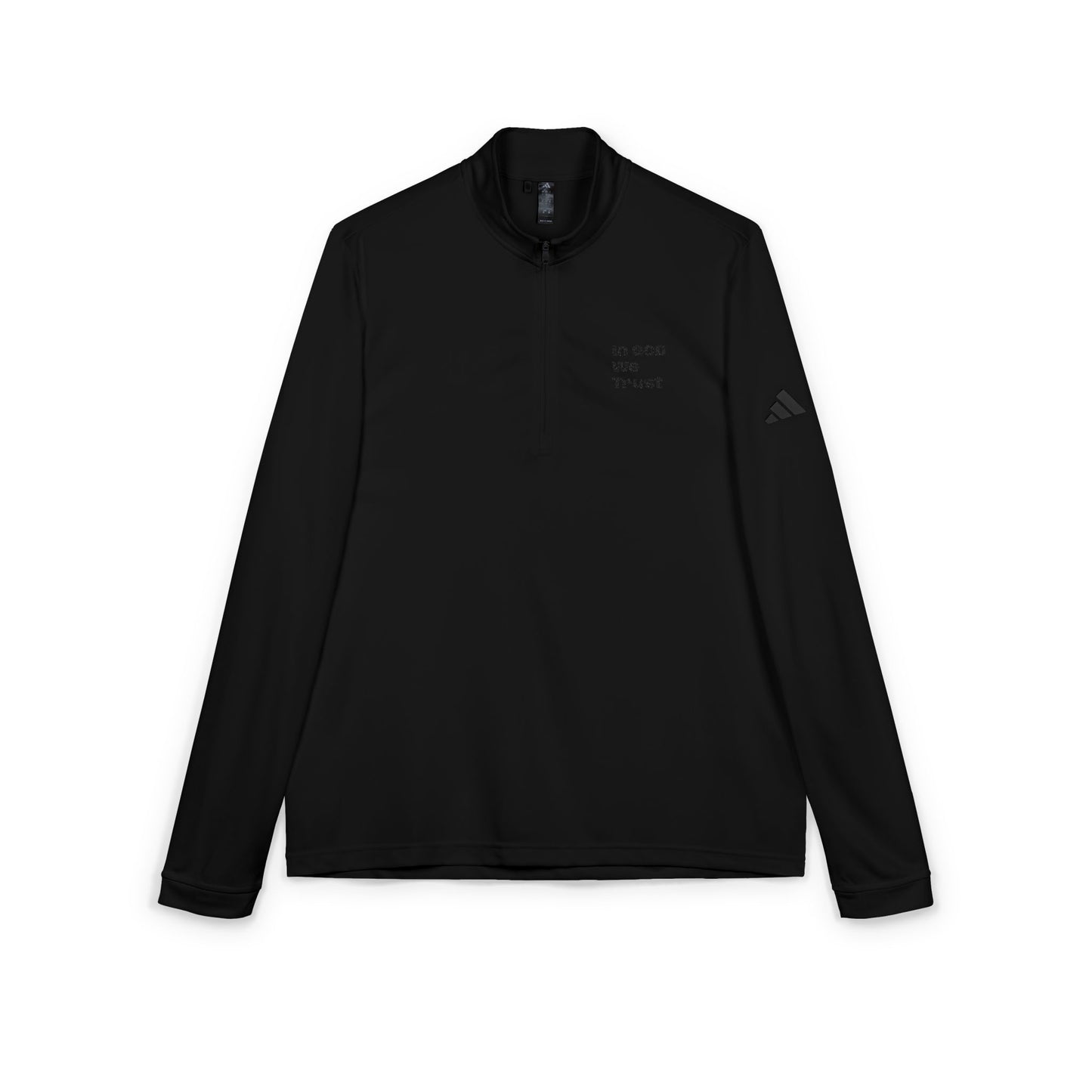 Adidas Embroidered Quarter-Zip Pullover — "In God We Trust" Lightweight Zip-Top