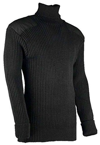 Chatham Woolly Pully Roll Neck Sweater - with Patches - 100% Pure Wool Sweater