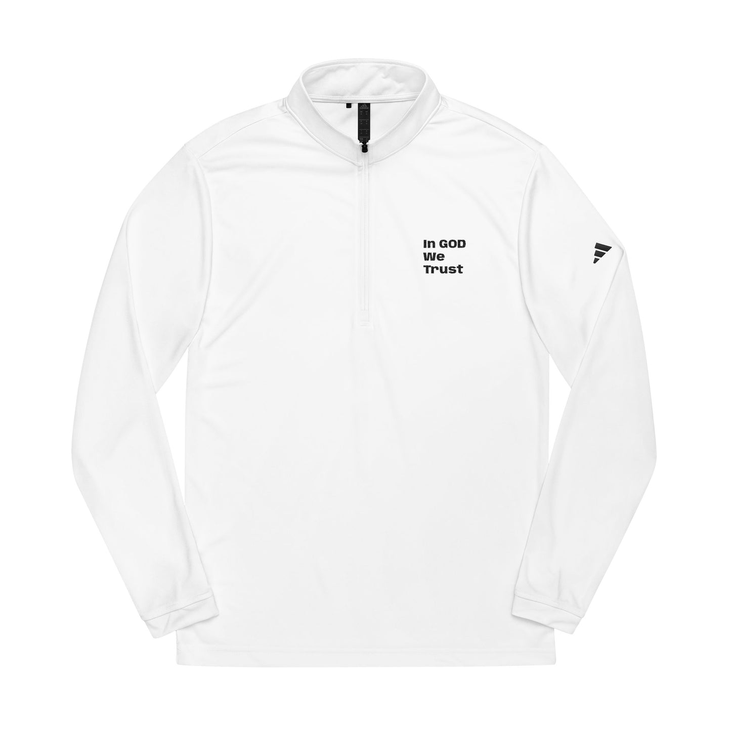 Adidas Embroidered Quarter-Zip Pullover — "In God We Trust" Lightweight Zip-Top