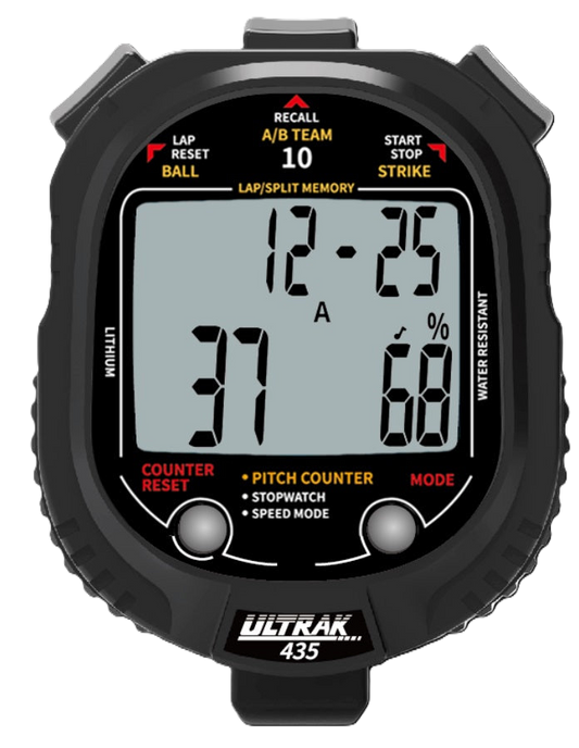 ULTRAK 435 Pitch Counter With Strike Percentage & Pitch Speed Monitor - 10 Memory Stopwatch