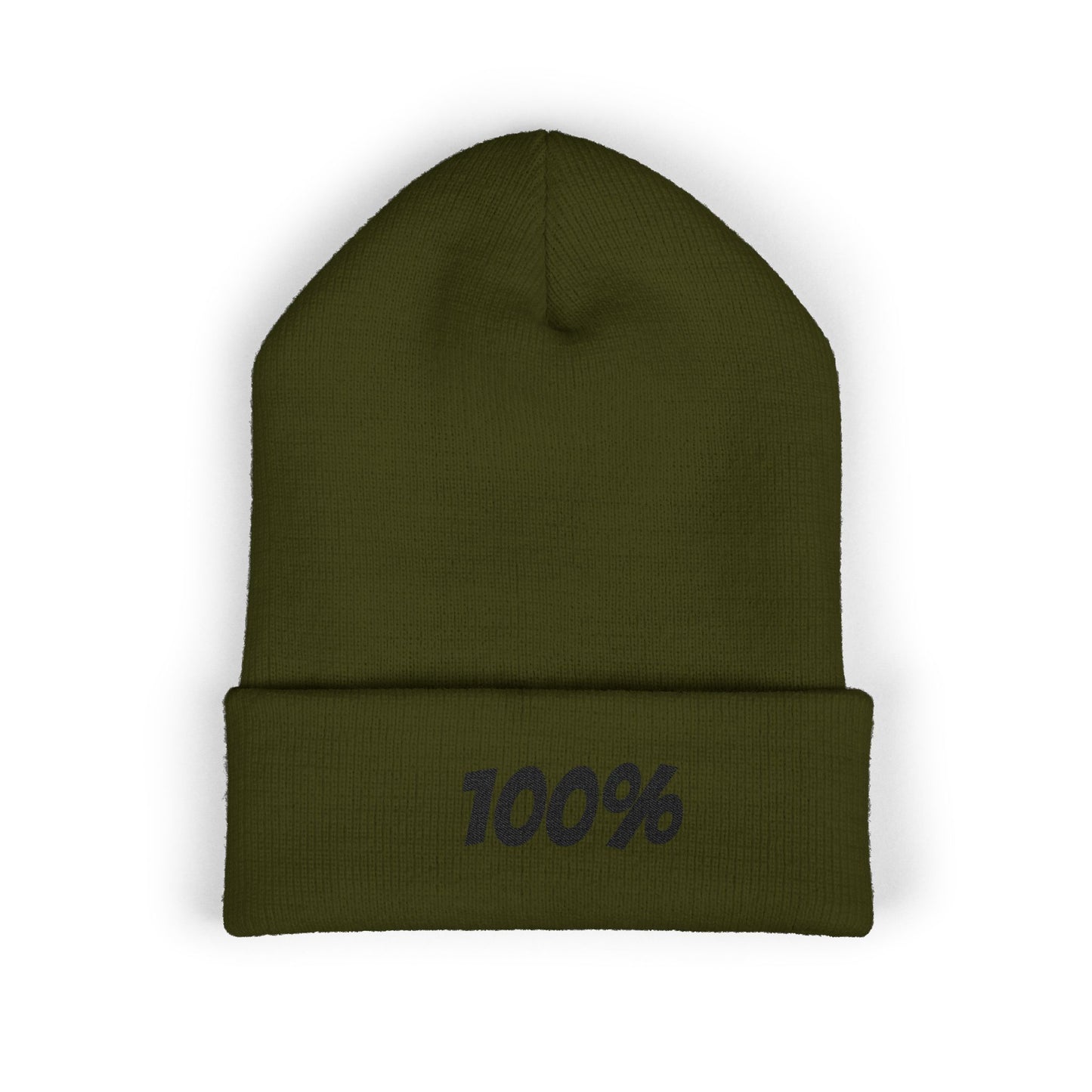 100% Embroidered Cuffed Beanie — Minimal Knit Winter Hat