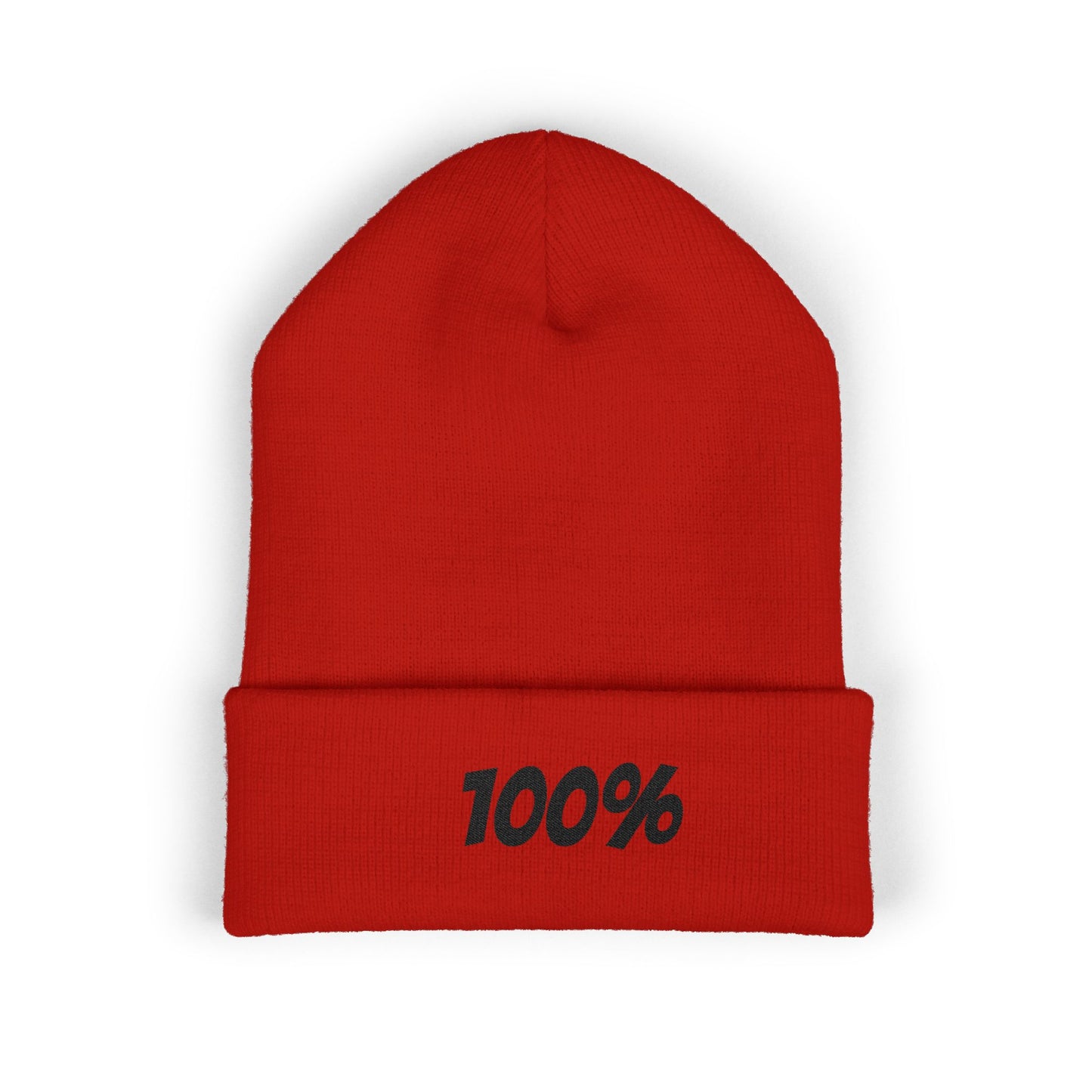 100% Embroidered Cuffed Beanie — Minimal Knit Winter Hat
