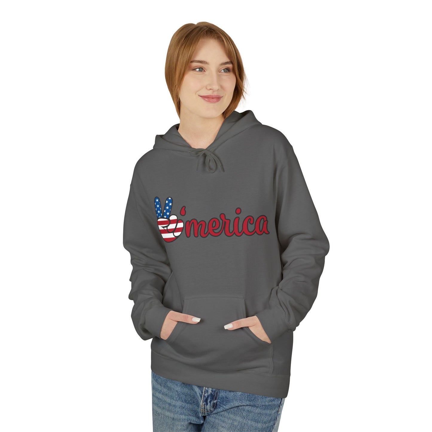 Patriotic 'Merica Peace Sign Hoodie — American Flag LOVE Back Graphic