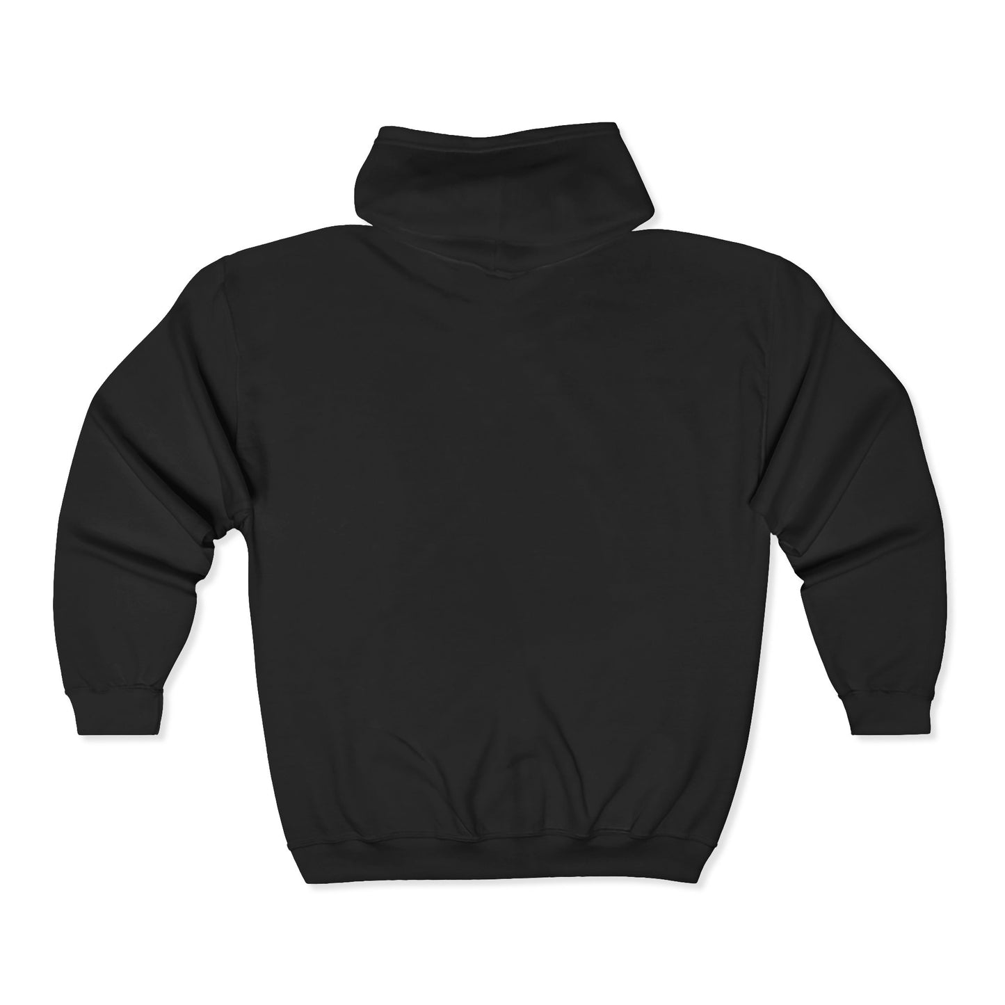 Black Full-Zip Hoodie — Minimal Dot Script Logo Zip-Up Sweatshirt