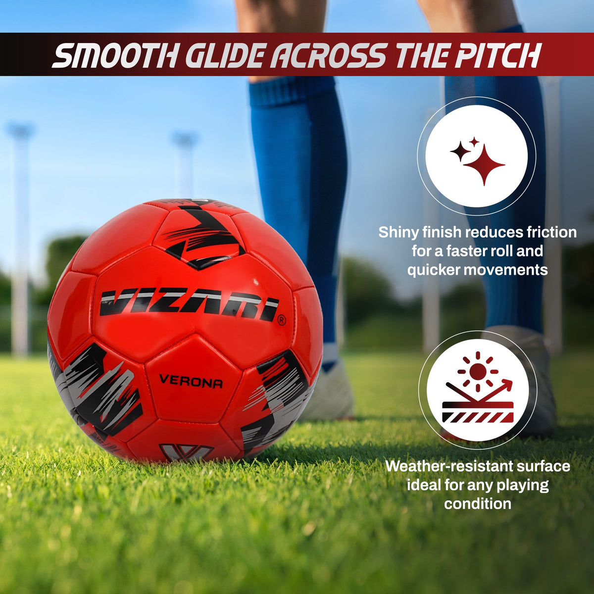 Vizari Verona Soccer Ball – Red/Black/Silver