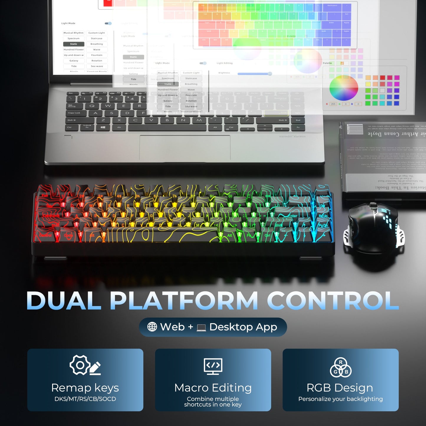 XVX HE68 Rapid Trigger Gaming Hall Effect Keyboard Gateron Magnetic swiths 68% Wired Mechanical Keyboard with IMD-Tech Keycaps