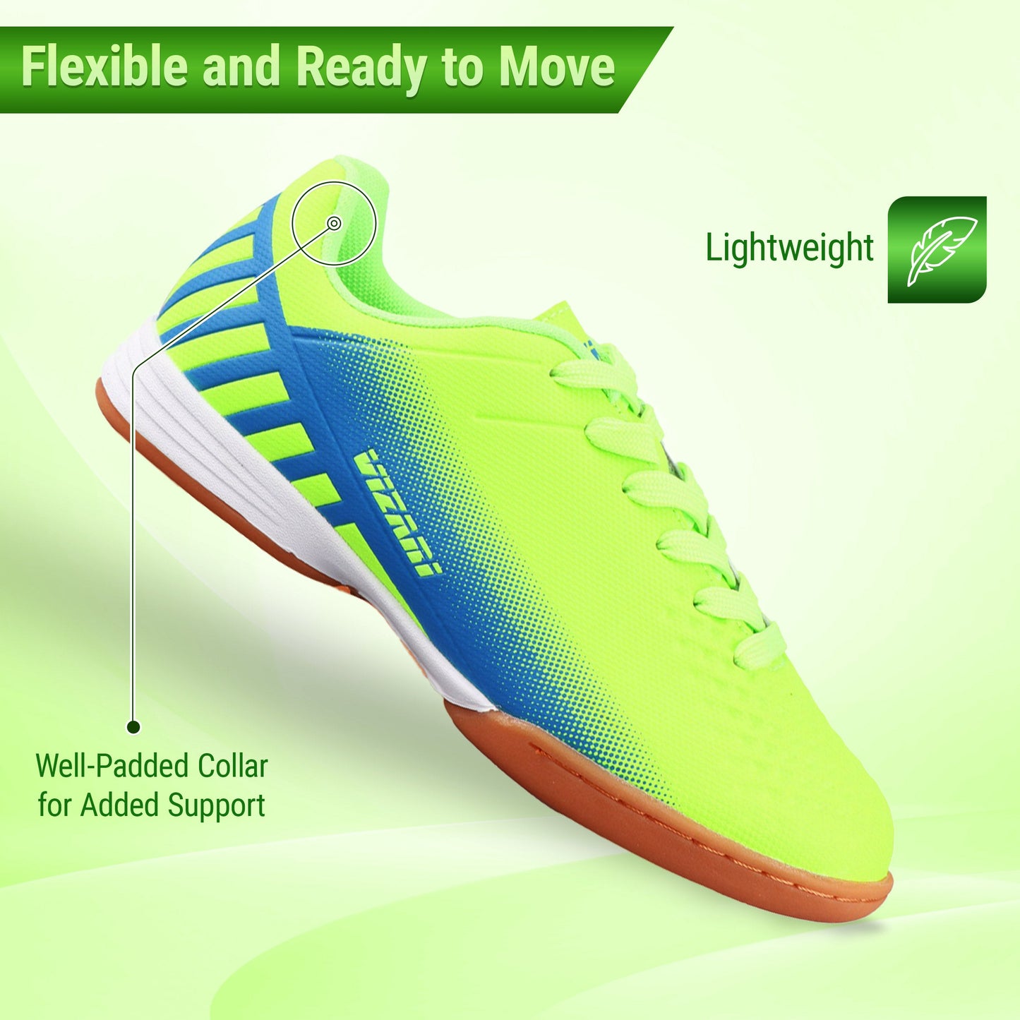 Vizari Santos Junior Indoor Soccer Shoes – Green/Blue