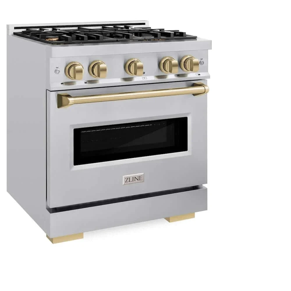 ZLINE 30" Classic Gas Range, Convection Gas Oven Stainless Steel, Champagne Bronze CGRZ-30-CB