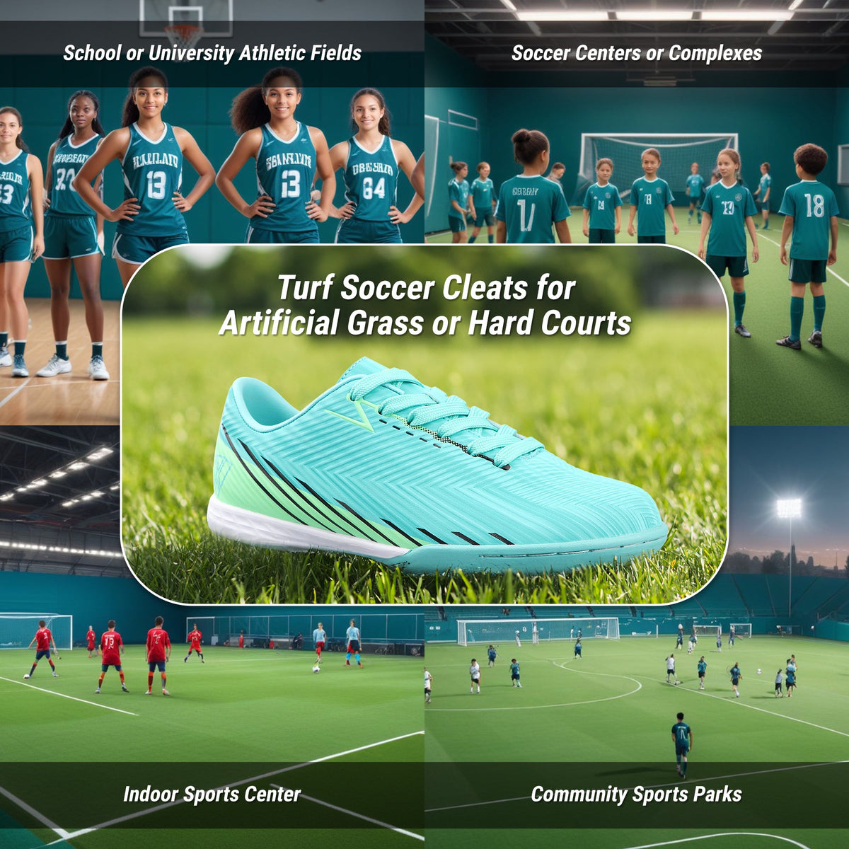 Vizari Tesoro Youth Turf Soccer Shoes – Aqua/Mint