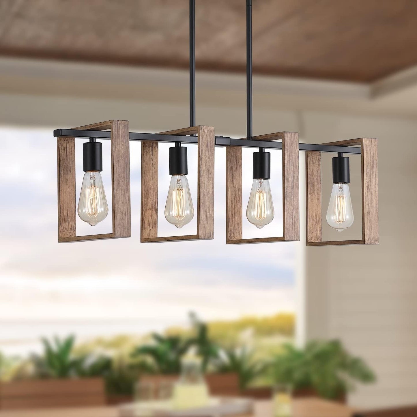 Farmhouse Linear Semi-Caged Chandelier