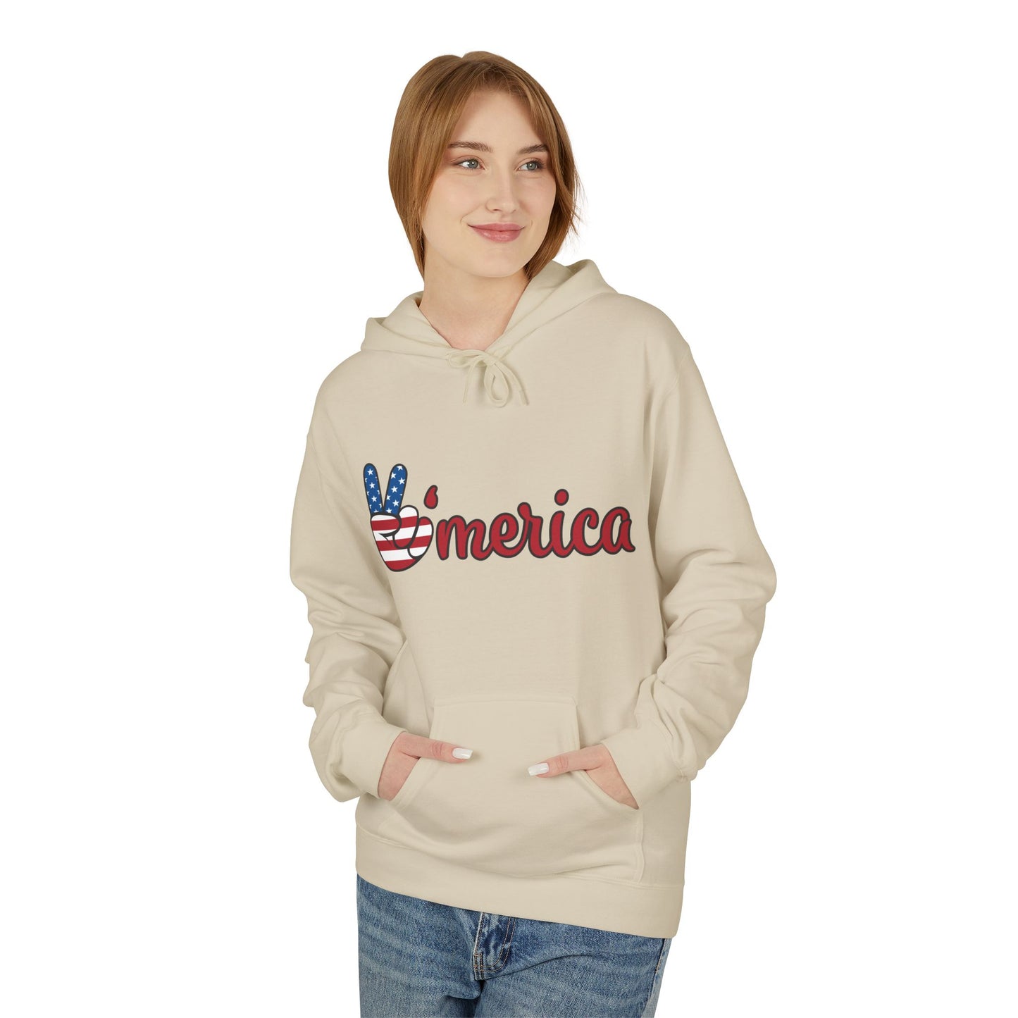 Patriotic 'Merica Peace Sign Hoodie — American Flag LOVE Back Graphic