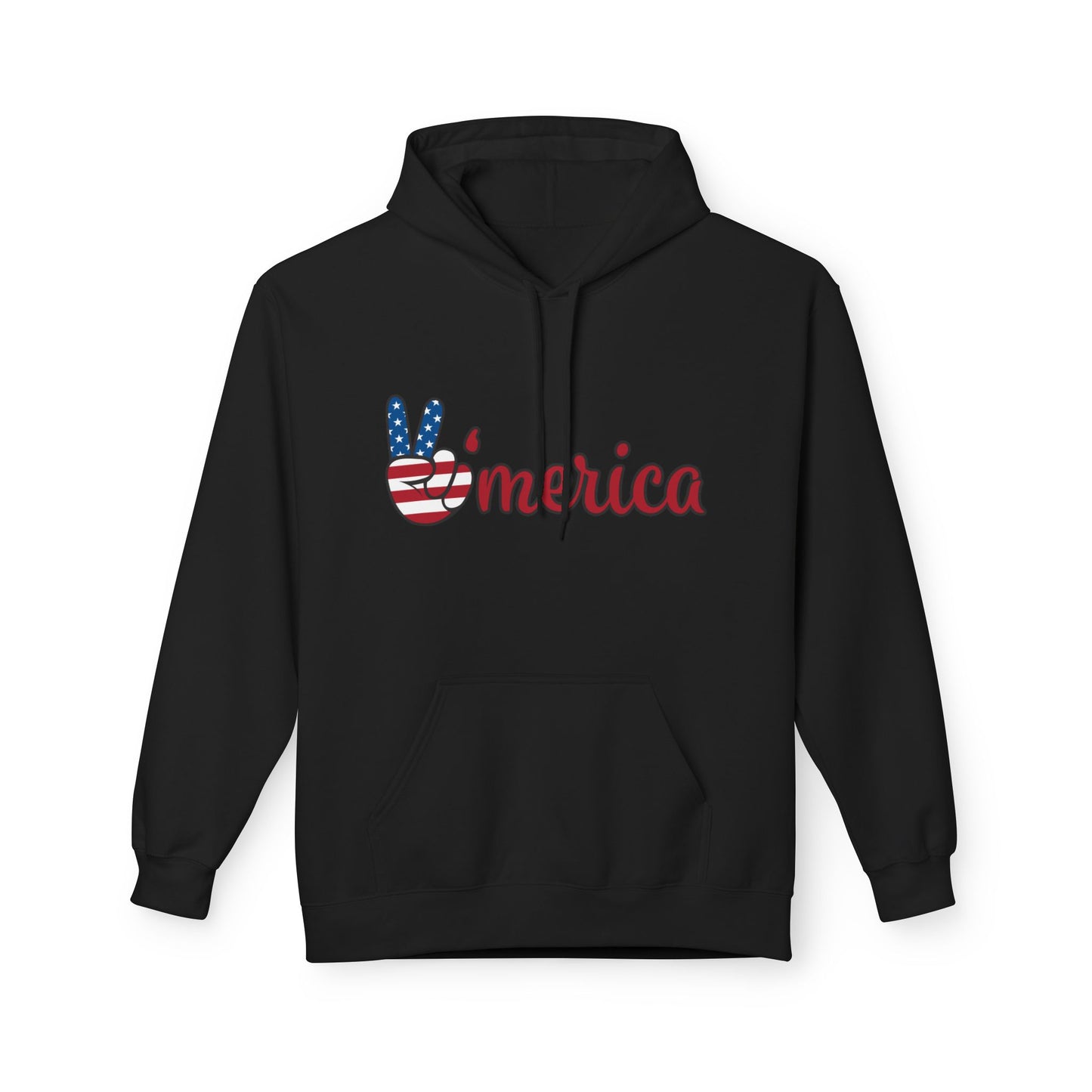 Patriotic 'Merica Peace Sign Hoodie — American Flag LOVE Back Graphic
