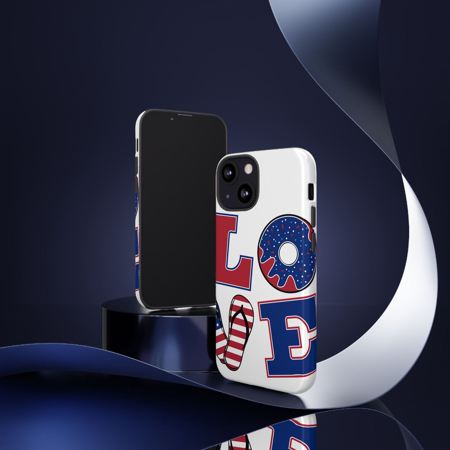 Patriotic "Love" Tough Case – American Flag Flip Flop & Donut Phone Cover