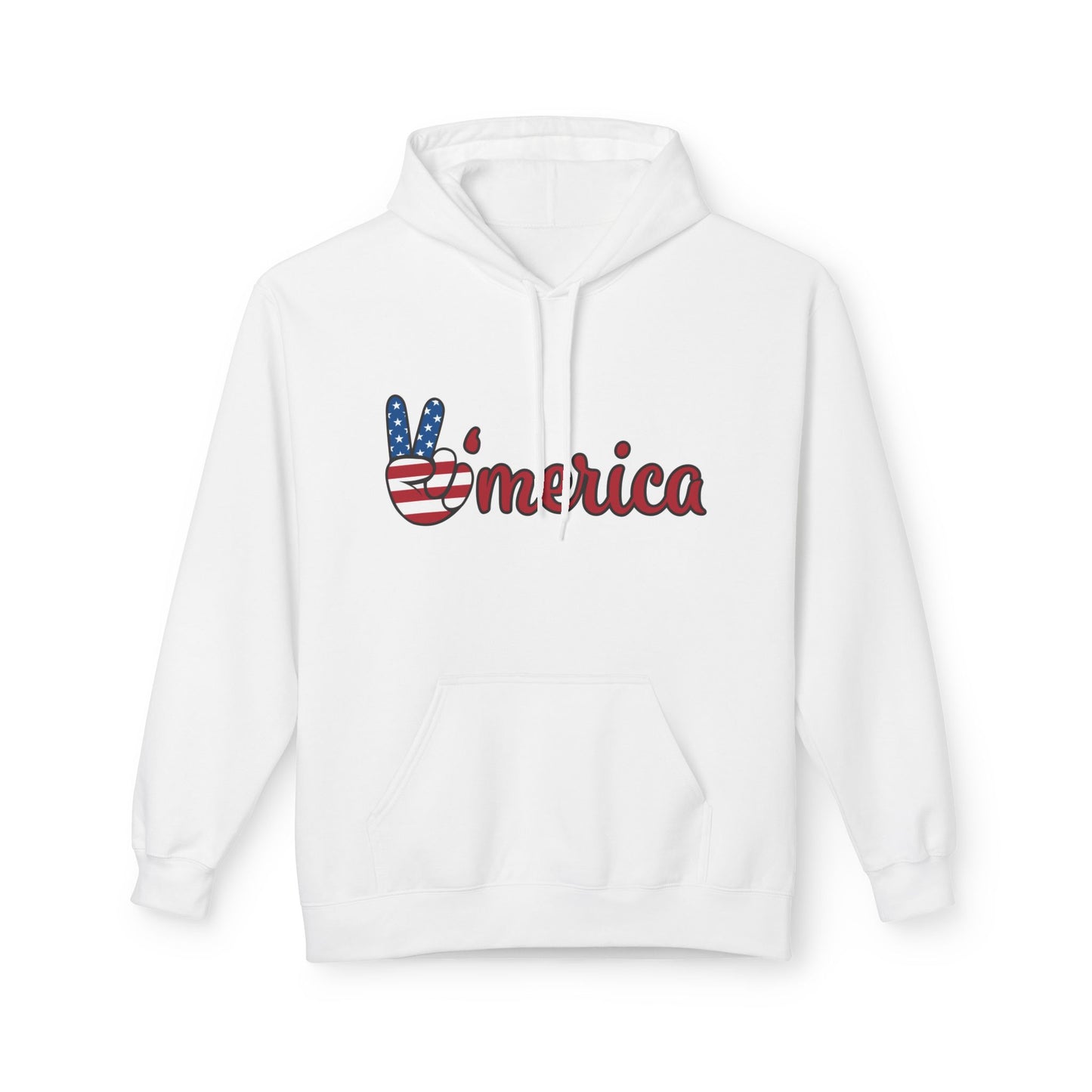 Patriotic 'Merica Peace Sign Hoodie — American Flag LOVE Back Graphic