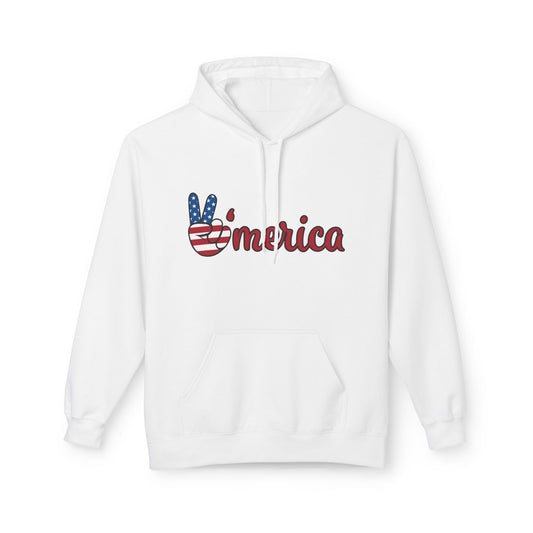Patriotic 'Merica Peace Sign Hoodie — American Flag LOVE Back Graphic