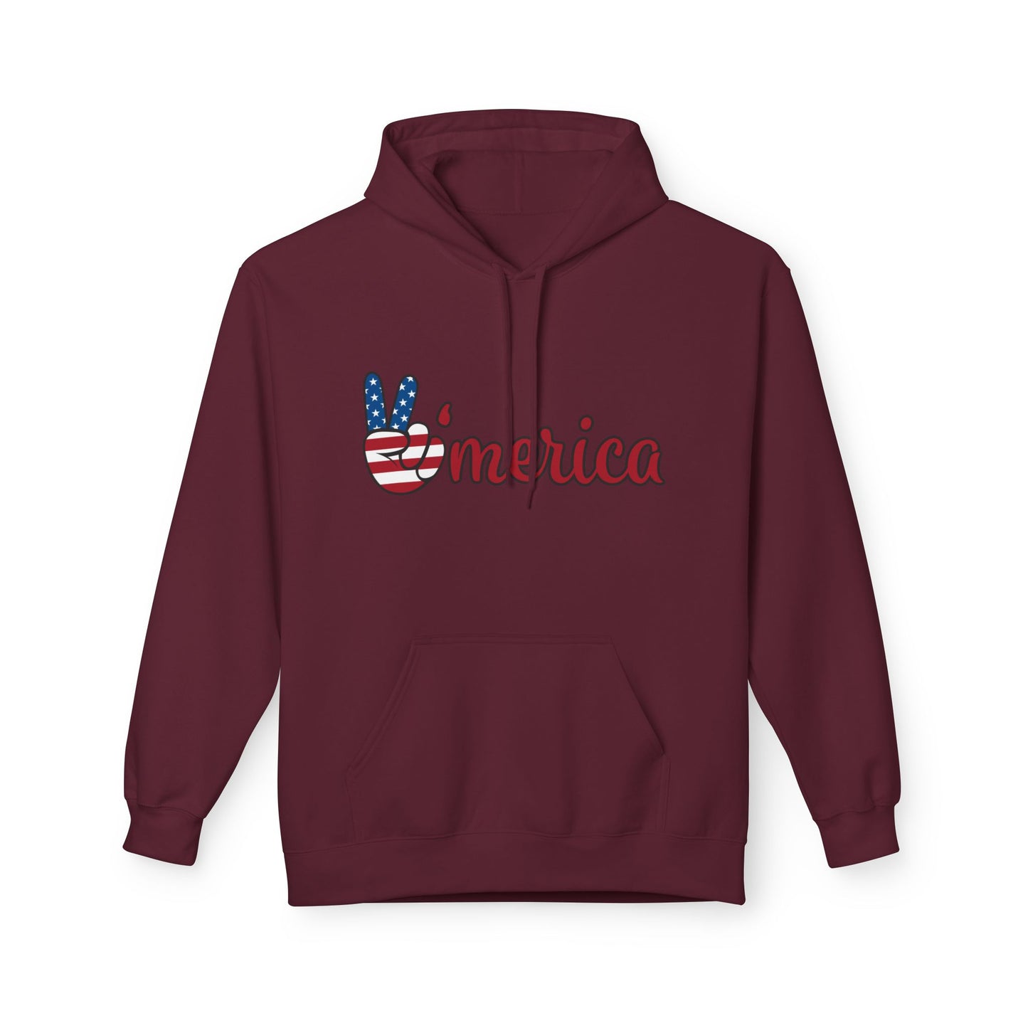 Patriotic 'Merica Peace Sign Hoodie — American Flag LOVE Back Graphic