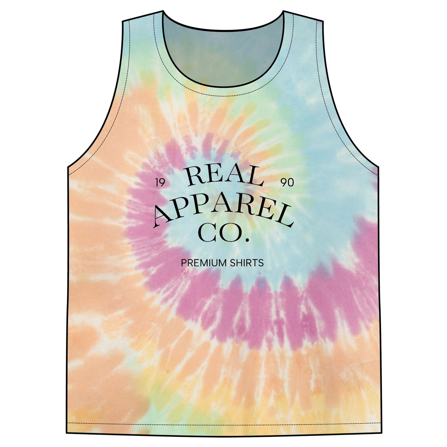 Tie-Dye Tank Top — Patriotic "LOVE" & Retro Logo Beach Vest